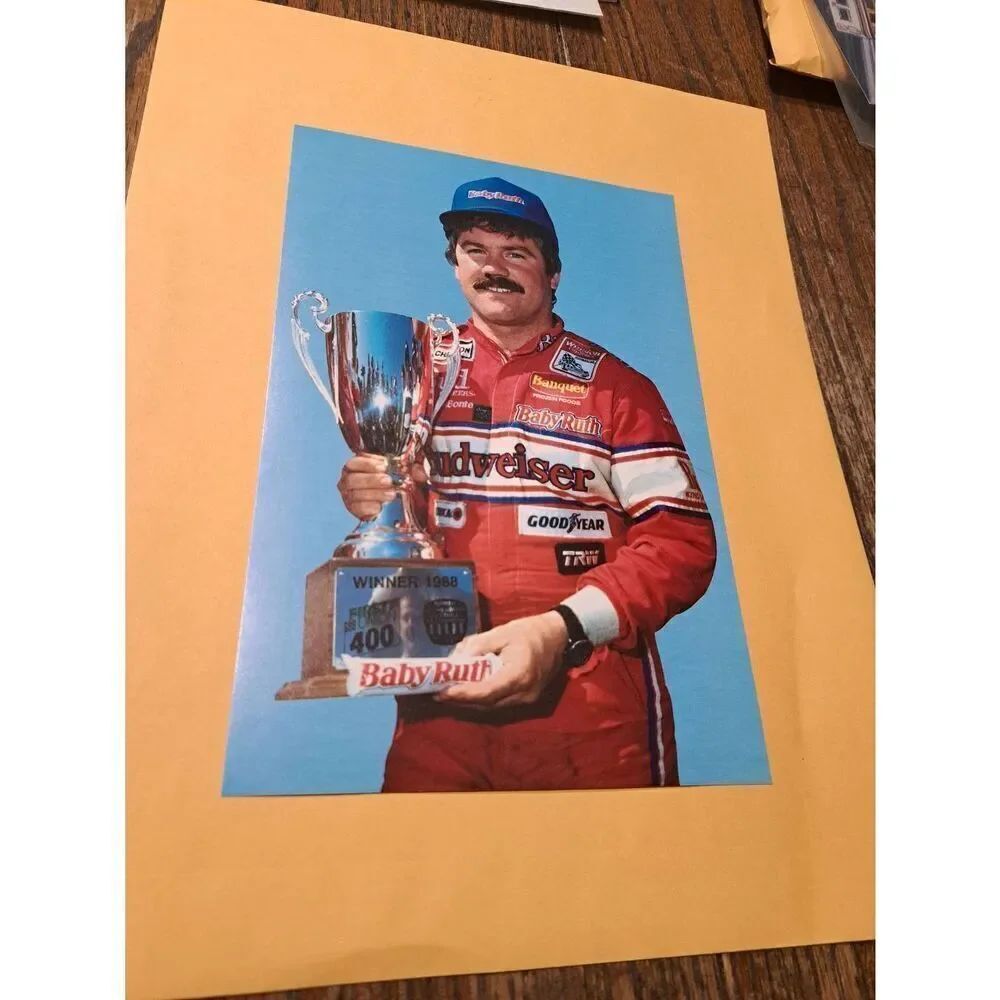 Vintage1988 Terry Labonte NASCAR 6x9 Postcard Budweiser Baby Ruth Jr Johnson Win